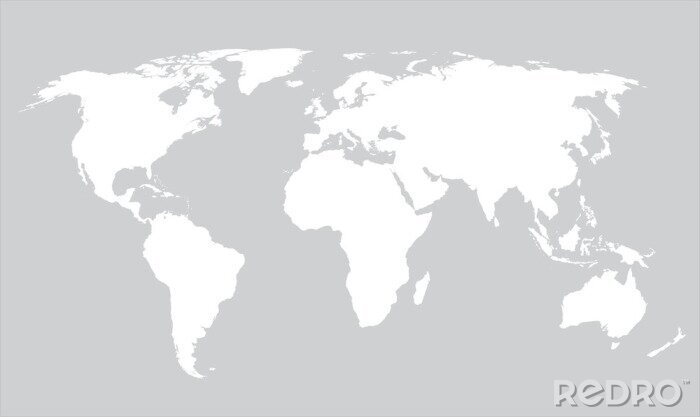 Tableau  Carte blanche du monde sur fond gris