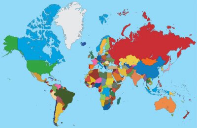 Carte colorée de monde