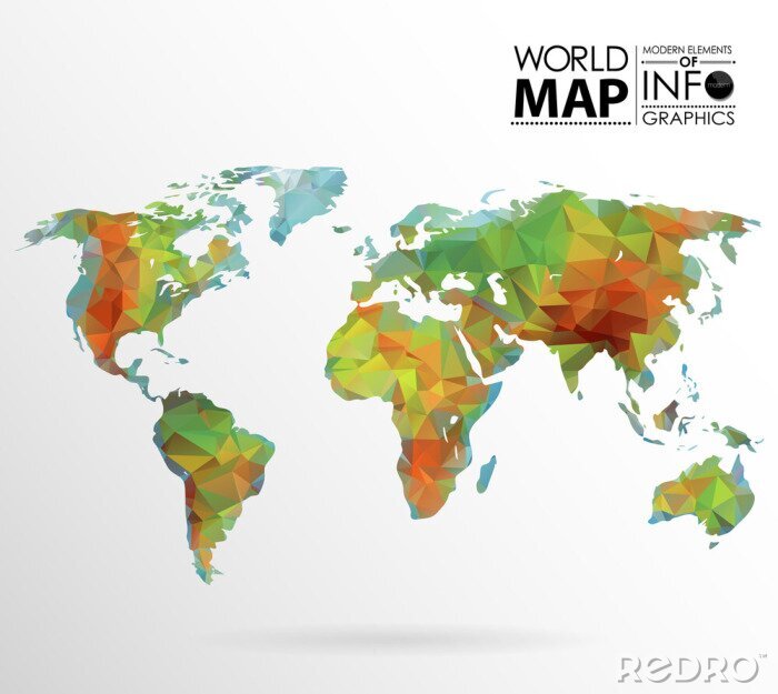 Tableau  Carte colorée géométrique du monde
