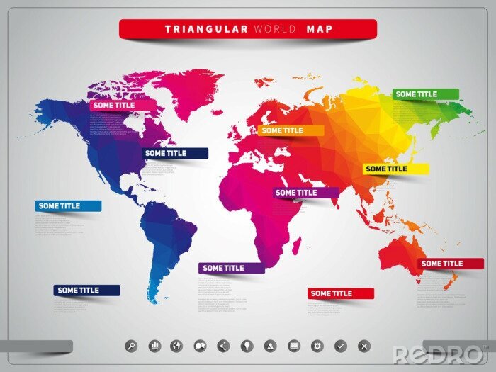 Tableau  Carte colorée graphique du monde