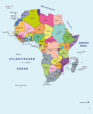Tableau  Carte de l'Afrique avec de nombreuses petites îles