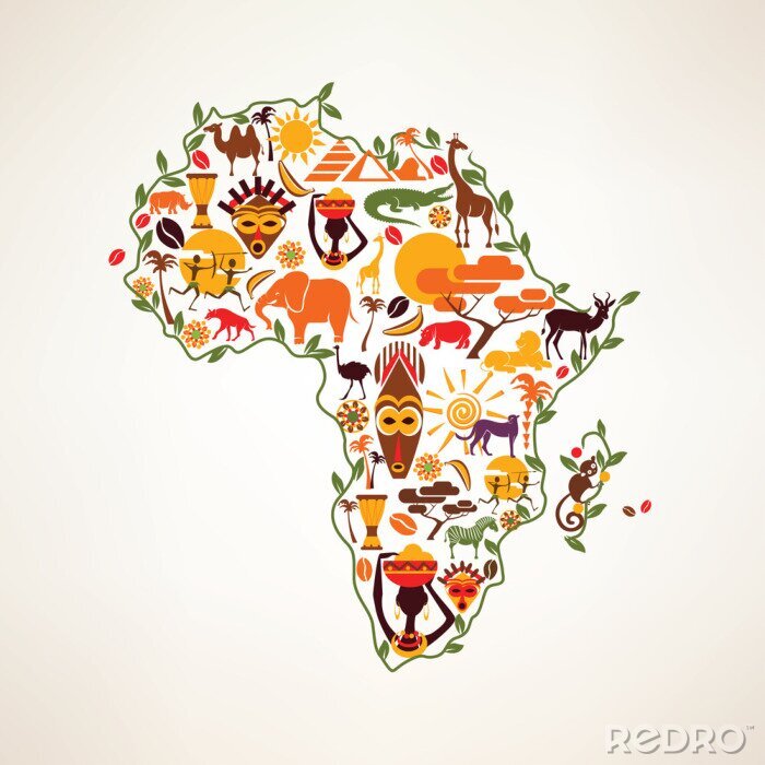 Tableau  Carte de l'Afrique de Voyage, symbole decrative de l'Afrique continent avec l'ETH