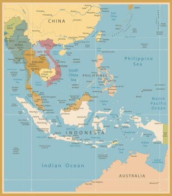 Tableau  Carte de l'Asie du Sud-Est