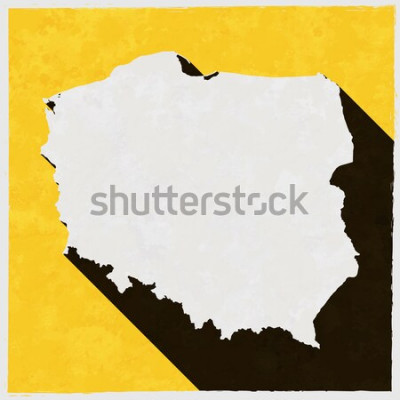 Tableau  Carte de Pologne sur une affiche rétro à grandissime. Signe vintage avec des effets grunge. Illustration vectorielle, facile à éditer, manipulateur, redimensionner ou coloriser.