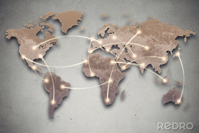 Tableau  Carte du monde 3D et connexions Internet