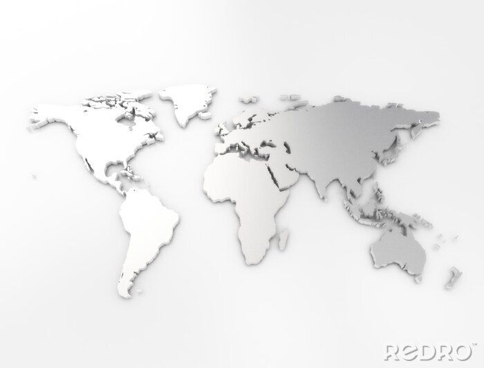 Tableau  Carte du monde 3D grise
