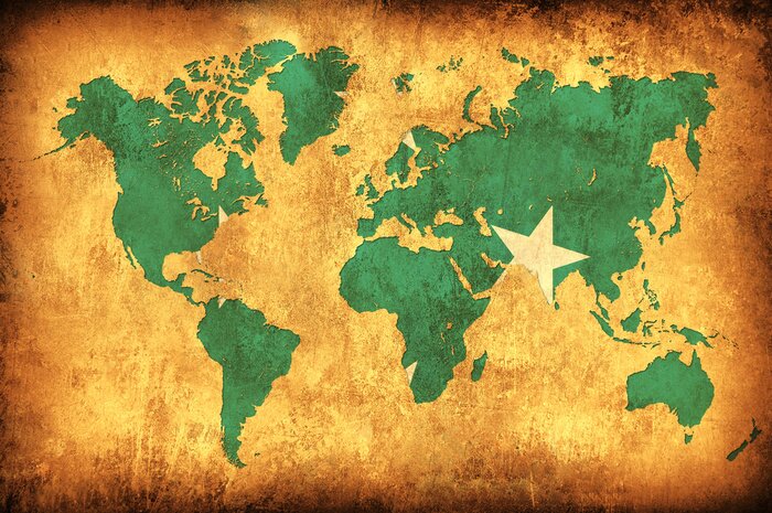 Tableau  Carte du monde avec drapeau