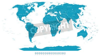 Tableau  Carte du monde avec repères de localisation