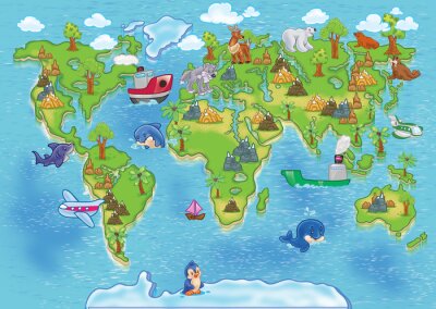 Tableau  Carte du monde colorée pour les enfants