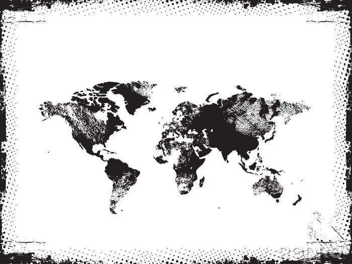 Tableau  Carte du monde dans le style grunge