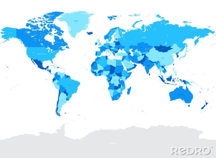 Tableau  Carte du monde dans les tons de bleu