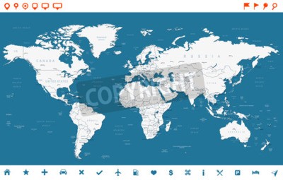 Tableau  Carte du monde de navigation colorée