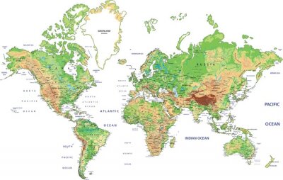 Tableau  Carte du monde détaillée
