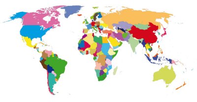 Tableau  Carte du monde en couleurs