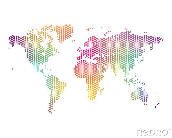 Tableau  Carte du monde en pointillé arc-en-ciel
