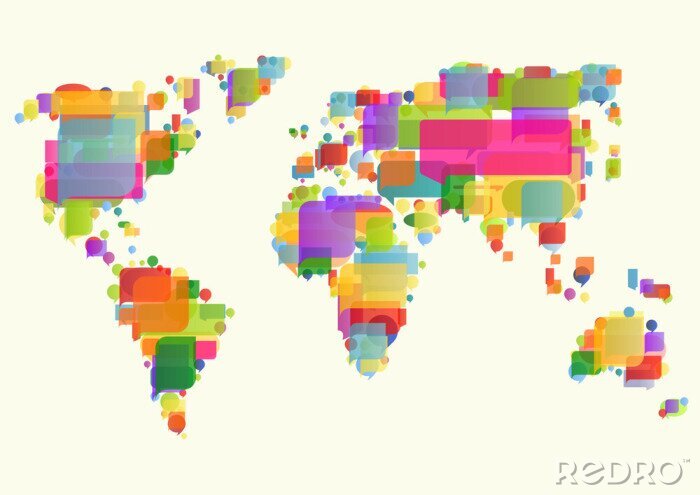 Tableau  Carte du monde faite de blocs