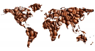 Tableau  Carte du monde faite de café