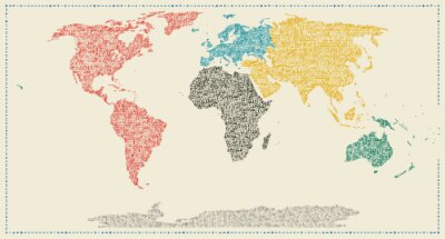 Tableau  Carte du monde faite de mots