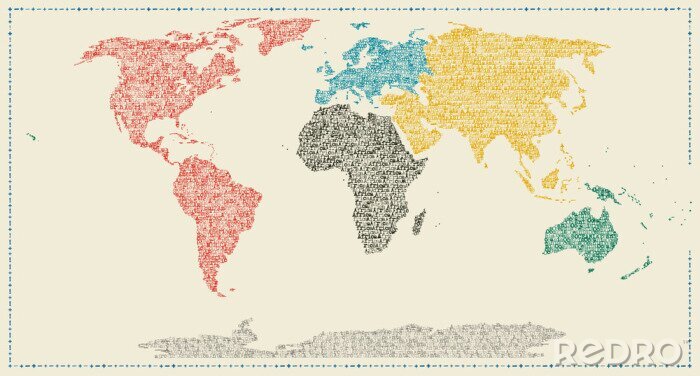 Tableau  Carte du monde faite de mots