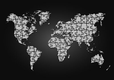 Tableau  Carte du monde faite de pièces de puzzle