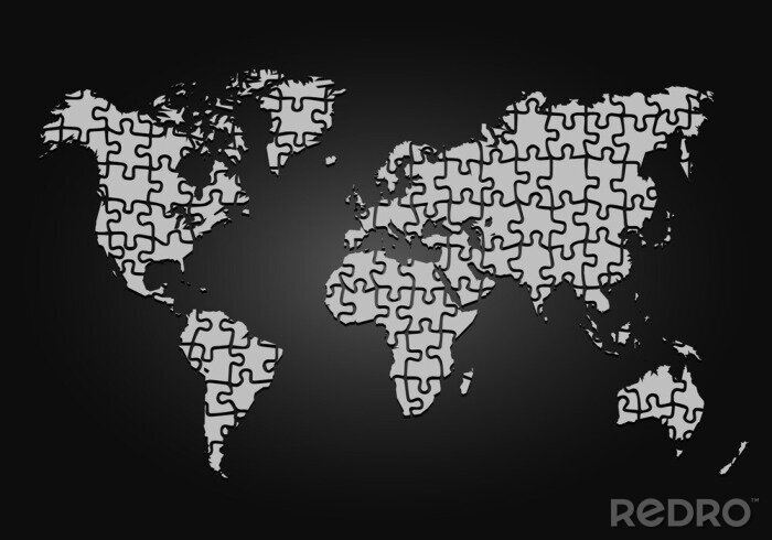 Tableau  Carte du monde faite de pièces de puzzle