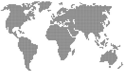 Tableau  Carte du monde faite de points noirs