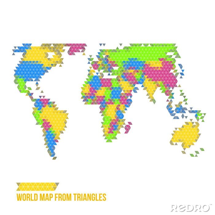 Tableau  Carte du monde faite de triangles colorés