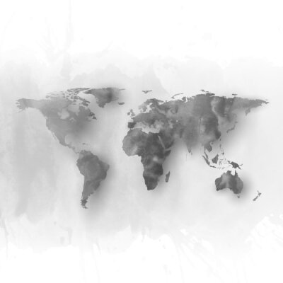 Tableau  Carte du monde grise et floue