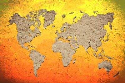 Tableau  Carte du monde grise sur fond orange