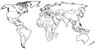 Tableau  Carte du monde lignes noires et blanches