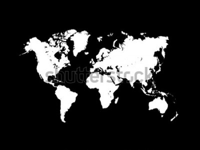 Tableau  Carte du monde noir blanc