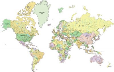 Tableau  Carte du monde politique 3D