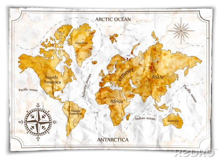 Tableau  Carte du monde rétro antique