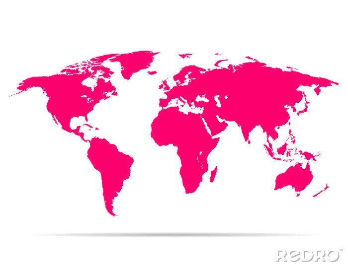 Tableau  Carte du monde rose