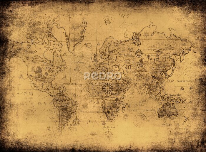 Tableau  Carte du monde stylisée ancienne