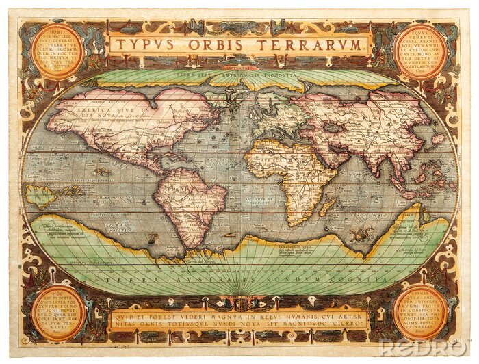 Tableau  Carte du monde stylisée de style rétro