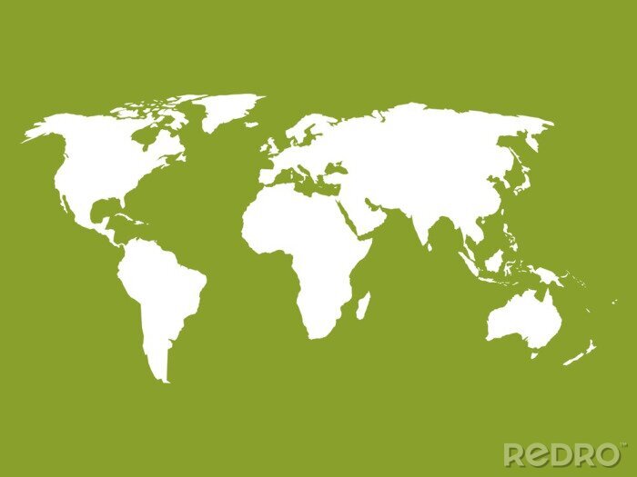 Tableau  Carte du monde sur fond vert