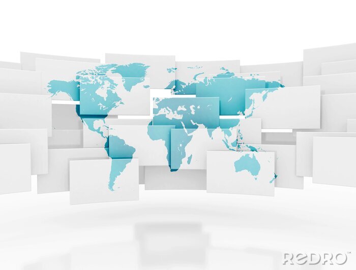 Tableau  Carte du monde sur les places 3d