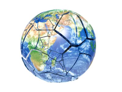 Tableau  Carte du monde sur un globe cassé