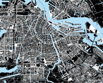 carte en noir et blanc ville de Amsterdam