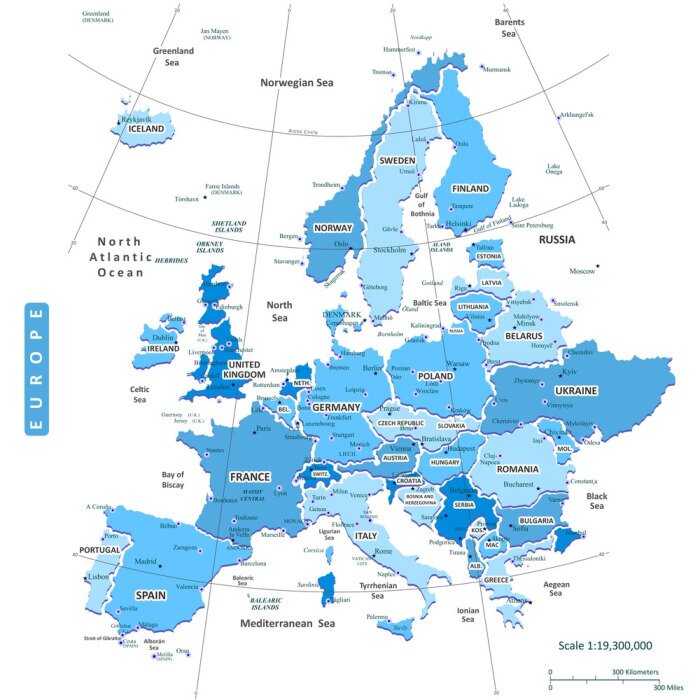 Tableau  Carte Europe Ville de