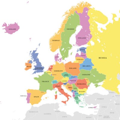 Carte européenne colorée de vecteur