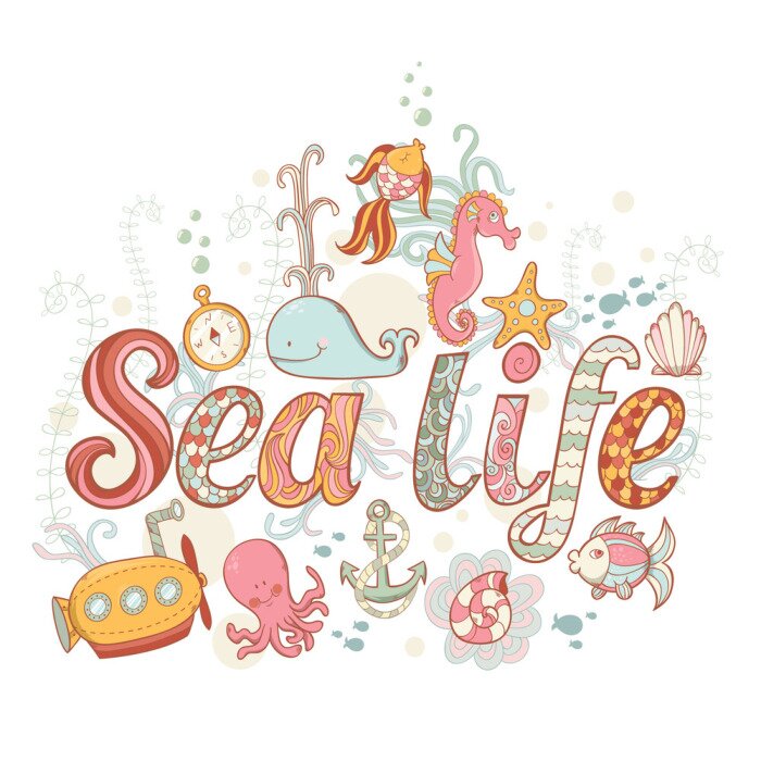 Tableau  Carte mer estivale fantaisie mignon