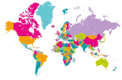 Carte néon colorée du monde