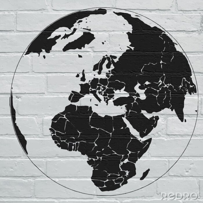 Tableau  Carte noire du monde sur un globe