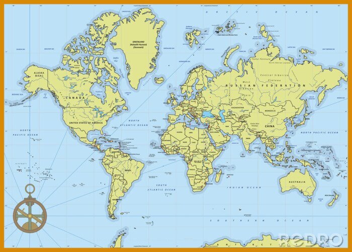 Tableau  Carte politique détaillée du monde