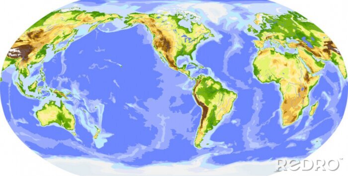 Tableau  Carte vectorielle physique, centré sur l'Amérique