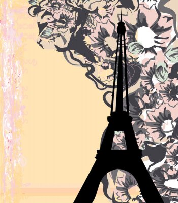 Tableau  carte vintage Eiffel rétro