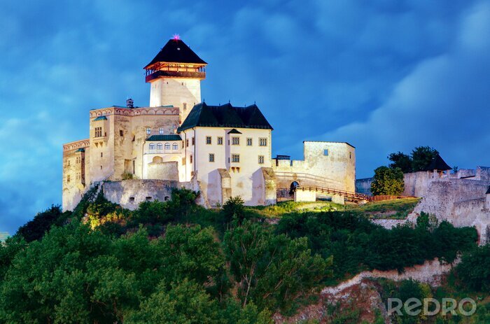 Tableau  Castle in Trencin at night, Slovakia