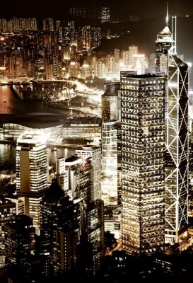 Tableau  Centre-ville de Hong Kong la nuit
